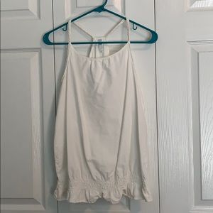 Girls White Tank with Braided Straps